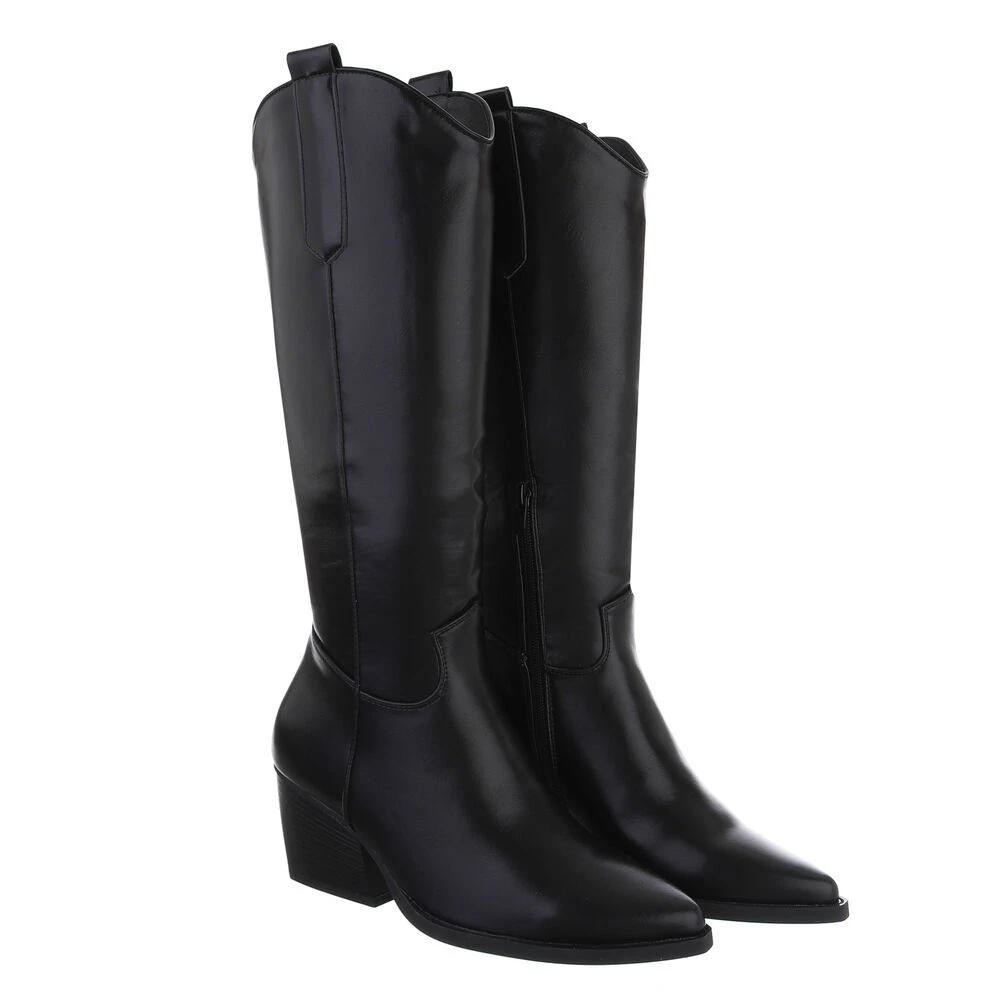 Ital-Design »Damen Cowboyboots Western« Stiefel Blockabsatz Western- & Bikerstiefel In Schwarz 4 Ital-Design »Damen Cowboyboots Western« Stiefel Blockabsatz Western- & Bikerstiefel In Schwarz – Bild 4