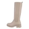 Ital-Design »Damen Freizeit« Stiefel Blockabsatz Plateaustiefel In Beige