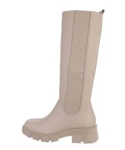 Ital-Design »Damen Freizeit« Stiefel Blockabsatz Plateaustiefel In Beige