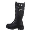 Ital-Design »Damen Schnürschuhe Freizeit« Stiefel Blockabsatz Flache Stiefel In Schwarz