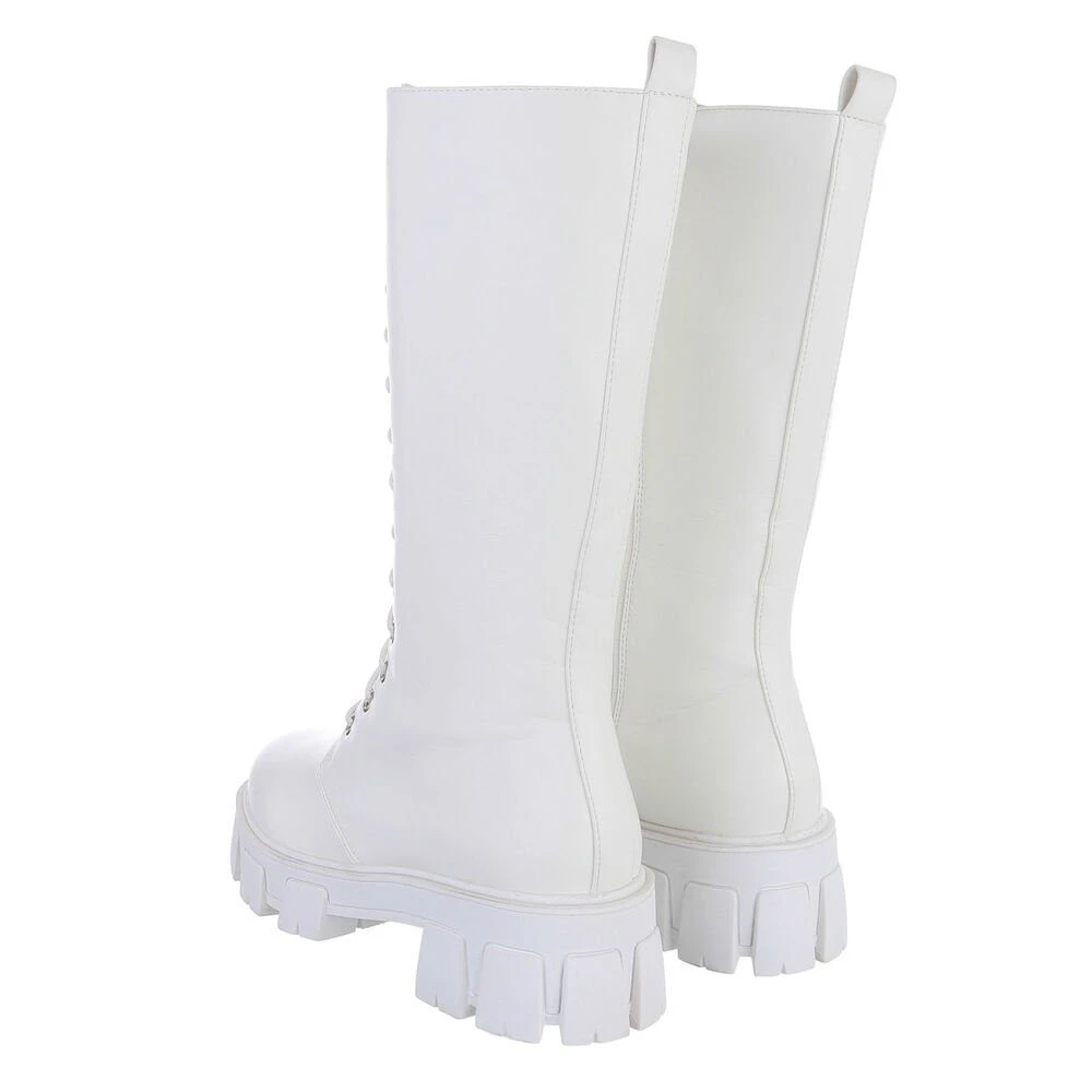 Ital-Design »Damen Schnürschuhe Freizeit« Stiefel Blockabsatz Schnürstiefel In Weiß 3 Ital-Design »Damen Schnürschuhe Freizeit« Stiefel Blockabsatz Schnürstiefel In Weiß – Bild 3