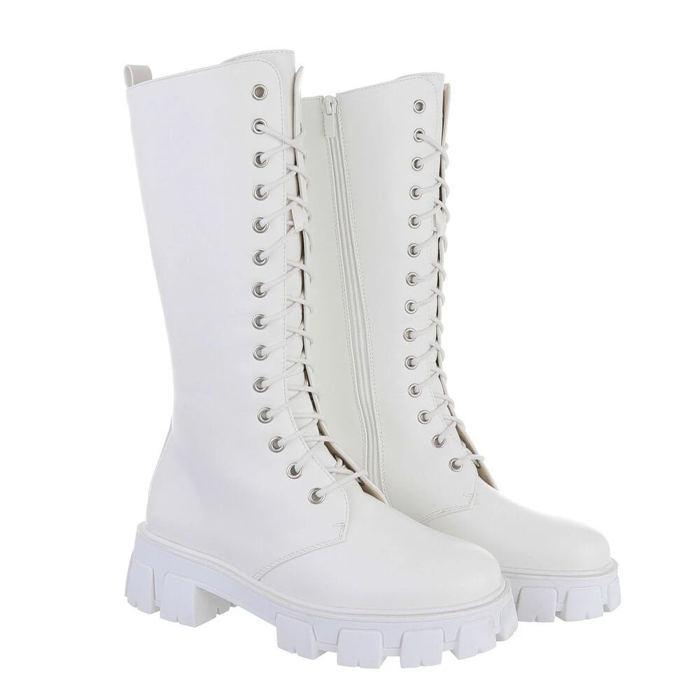 Ital-Design »Damen Schnürschuhe Freizeit« Stiefel Blockabsatz Schnürstiefel In Weiß 4 Ital-Design »Damen Schnürschuhe Freizeit« Stiefel Blockabsatz Schnürstiefel In Weiß – Bild 4