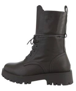 Ital-Design »Damen Schnürschuhe Biker« Stiefelette Blockabsatz Plateaustiefeletten In Olive