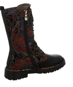 LAURA VITA »gemustert Blumenapplikation Blüten« Schnürstiefel Leder-/Textilkombination -Waldläufer Verkaufsgeschäft 8bb5c658 a10a 5b89 ad71 b3cda0597784