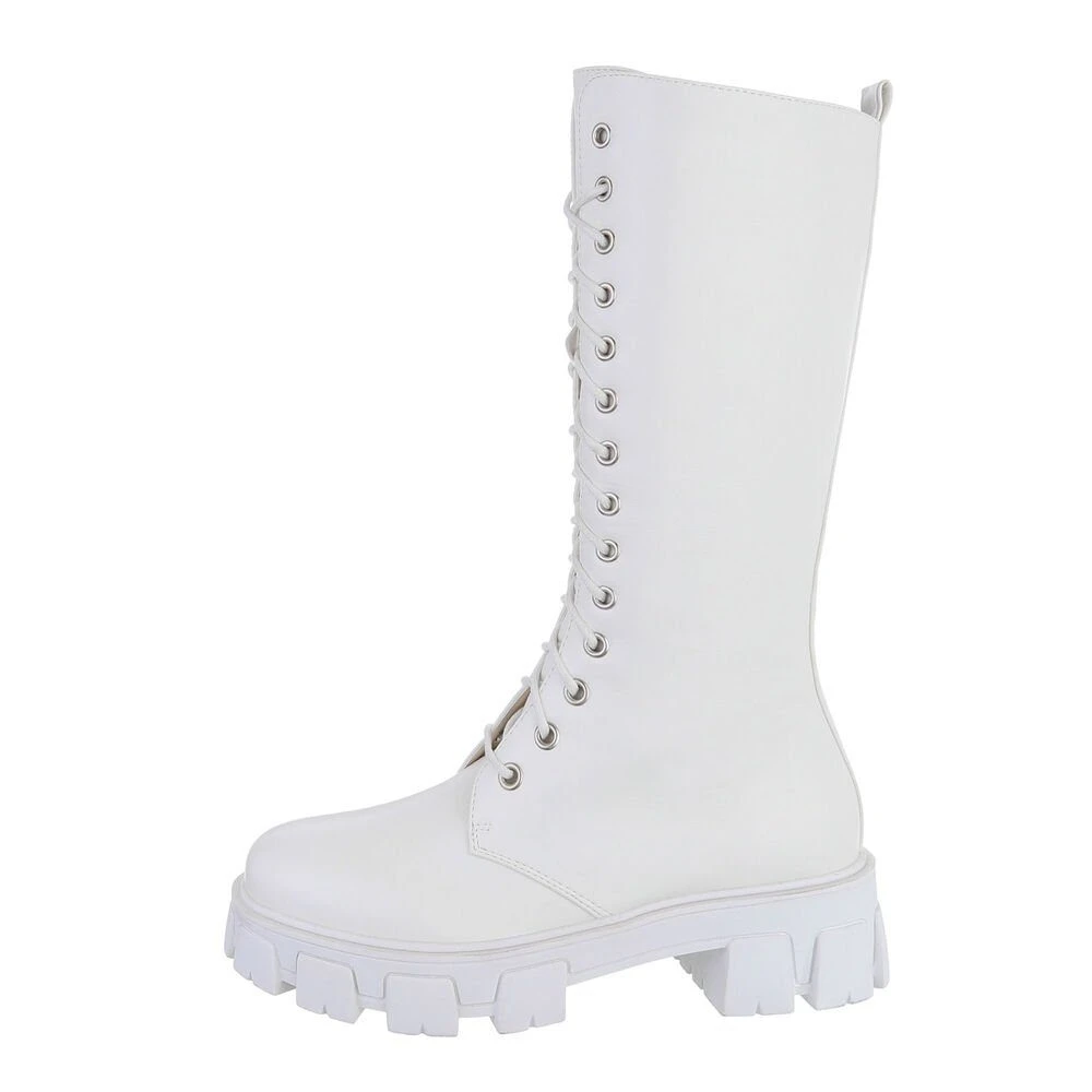 Ital-Design »Damen Schnürschuhe Freizeit« Stiefel Blockabsatz Schnürstiefel In Weiß 1 Ital-Design »Damen Schnürschuhe Freizeit« Stiefel Blockabsatz Schnürstiefel In Weiß