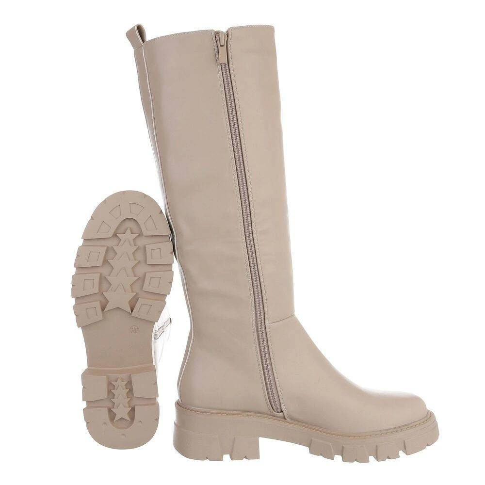 Ital-Design »Damen Freizeit« Stiefel Blockabsatz Plateaustiefel In Beige 2 Ital-Design »Damen Freizeit« Stiefel Blockabsatz Plateaustiefel In Beige – Bild 2