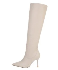 Ital-Design »Damen Elegant« Stiefel Pfennig-/Stilettoabsatz High-Heel Stiefel In Beige