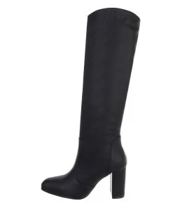 Ital-Design »Damen Elegant« Stiefel Blockabsatz High-Heel Stiefel In Schwarz