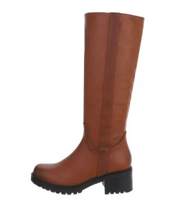 Ital-Design »Damen Freizeit« Stiefel Blockabsatz Klassische Stiefel In Camel