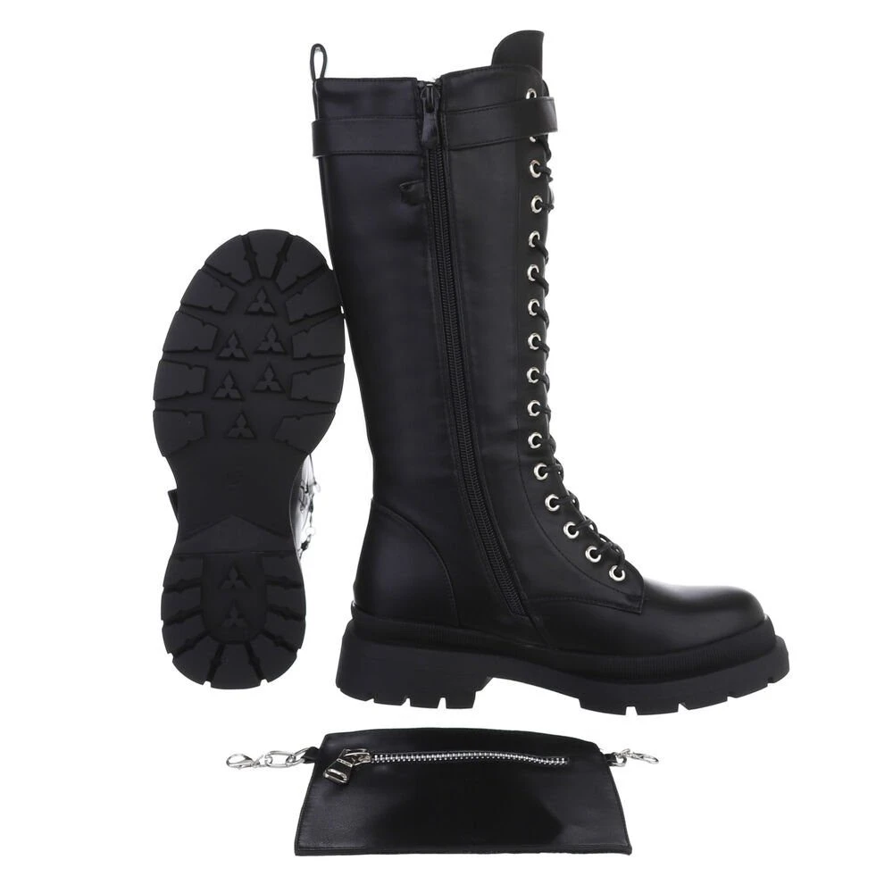 Ital-Design »Damen Schnürschuhe Freizeit« Stiefel Blockabsatz Flache Stiefel In Schwarz 2 Ital-Design »Damen Schnürschuhe Freizeit« Stiefel Blockabsatz Flache Stiefel In Schwarz – Bild 2